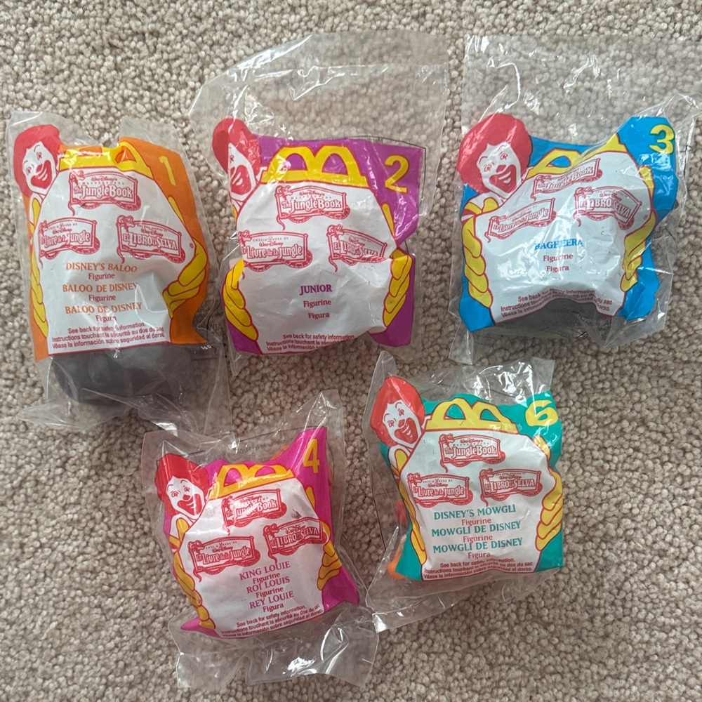 The Jungle Book McDonald’s Happy Meal Toy Set – 5 Toys, New in Package